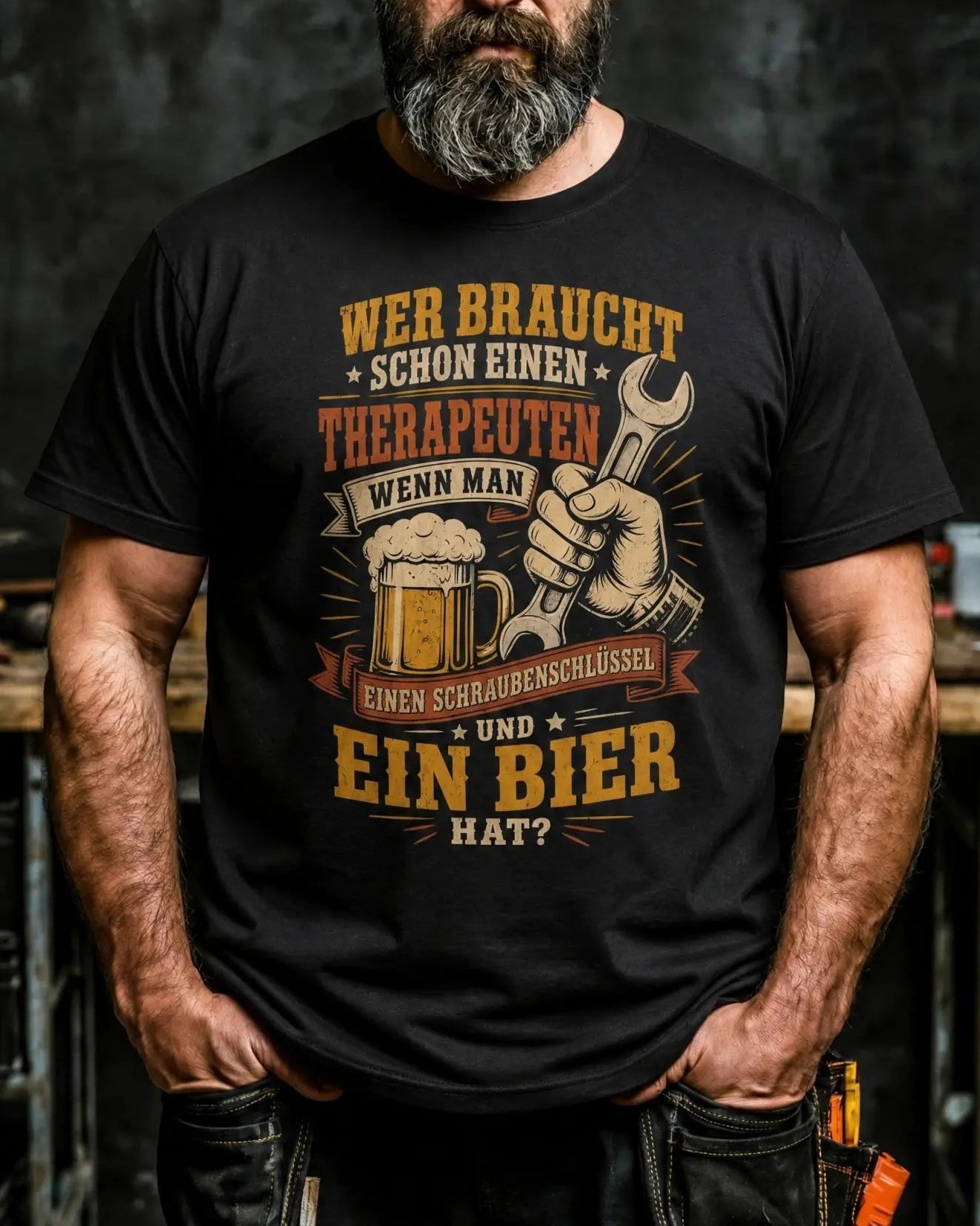 Wer Braucht Schon Einen Therapeuten - Handwerker T-Shirt